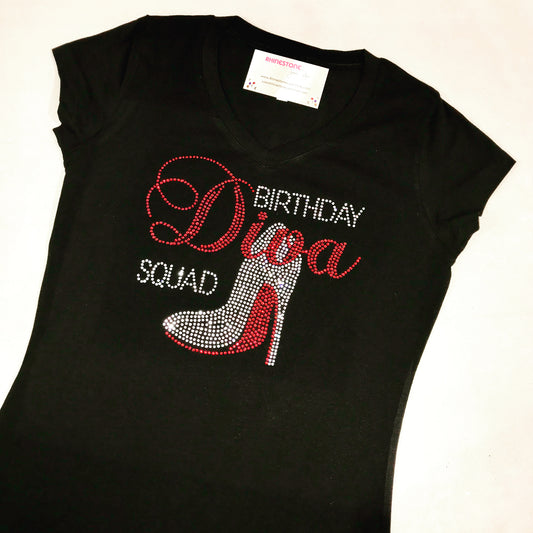 Birthday Diva Squad Rhinestone T-shirt