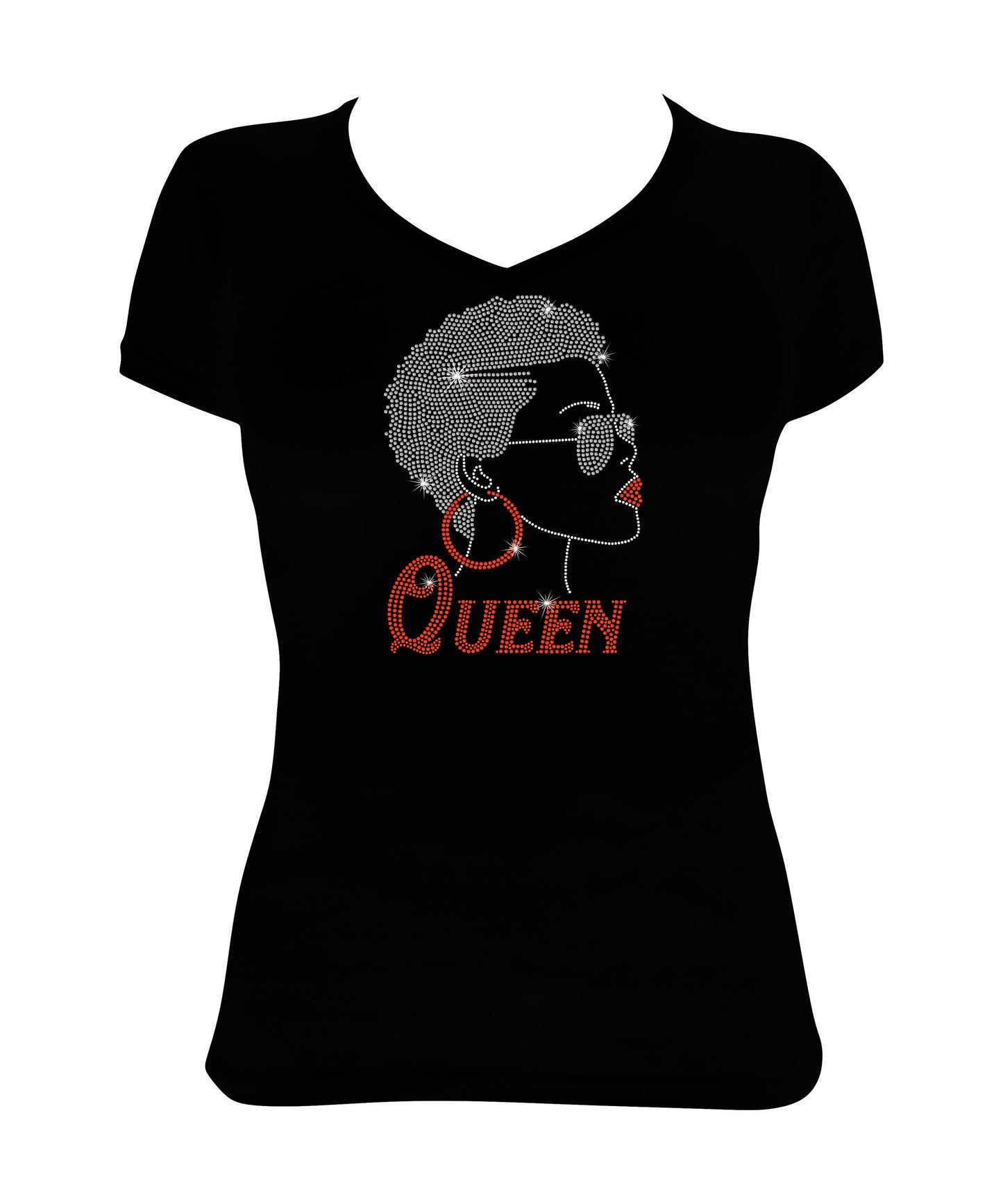 Afro Girl with Short Hair and Glasses - Hoop Earrings, Queen