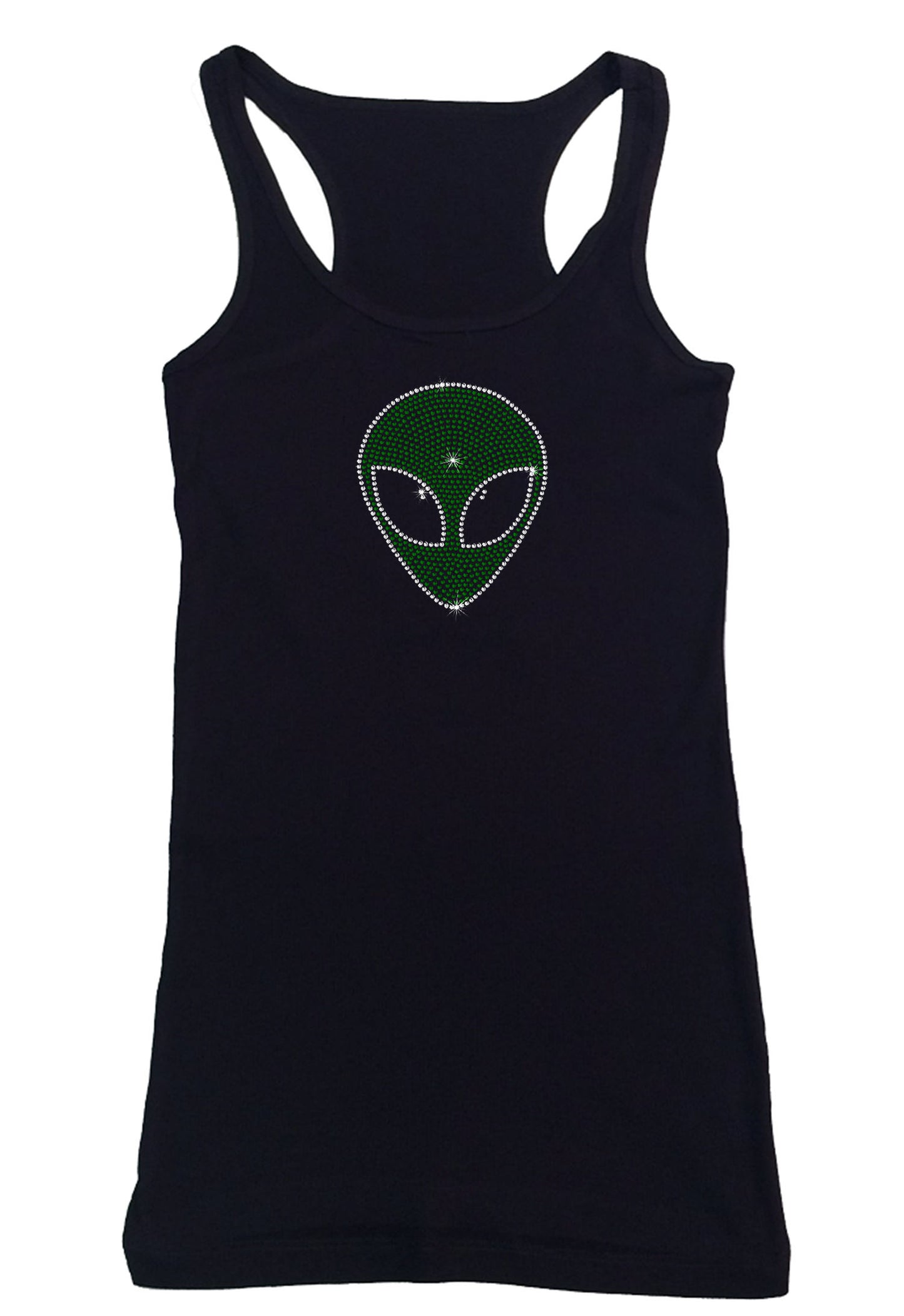 Womens T-shirt with Alien Face in Rhinestones