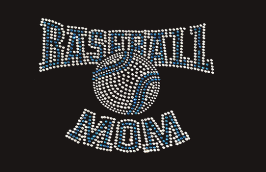 Rhinestone Transfer " Aqua Baseball Mom " DIY, Heat Transfer, Iron-on