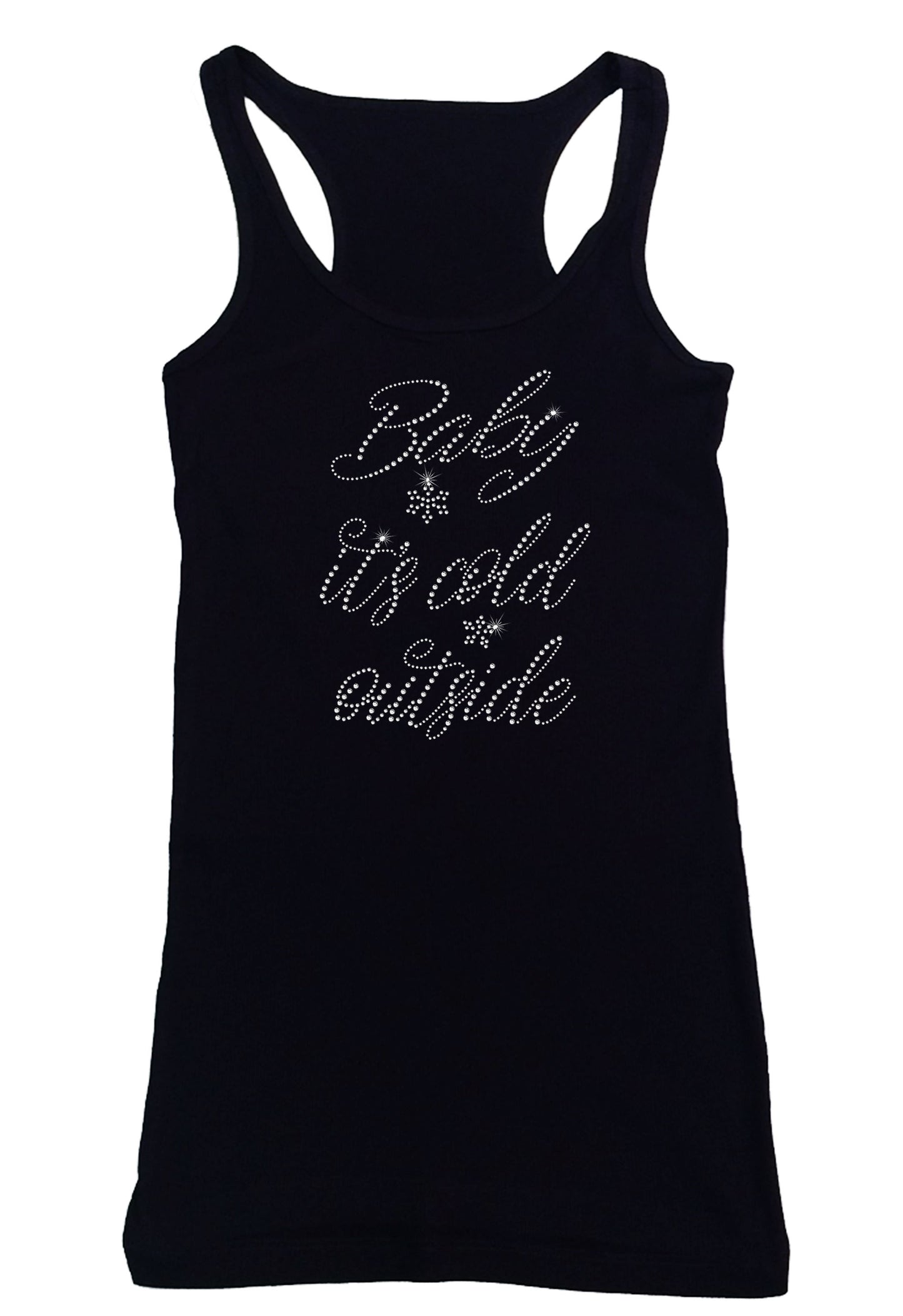 Women's Rhinestone Fitted Tight Snug Shirt Baby It's Cold Outside - Winter Shirt