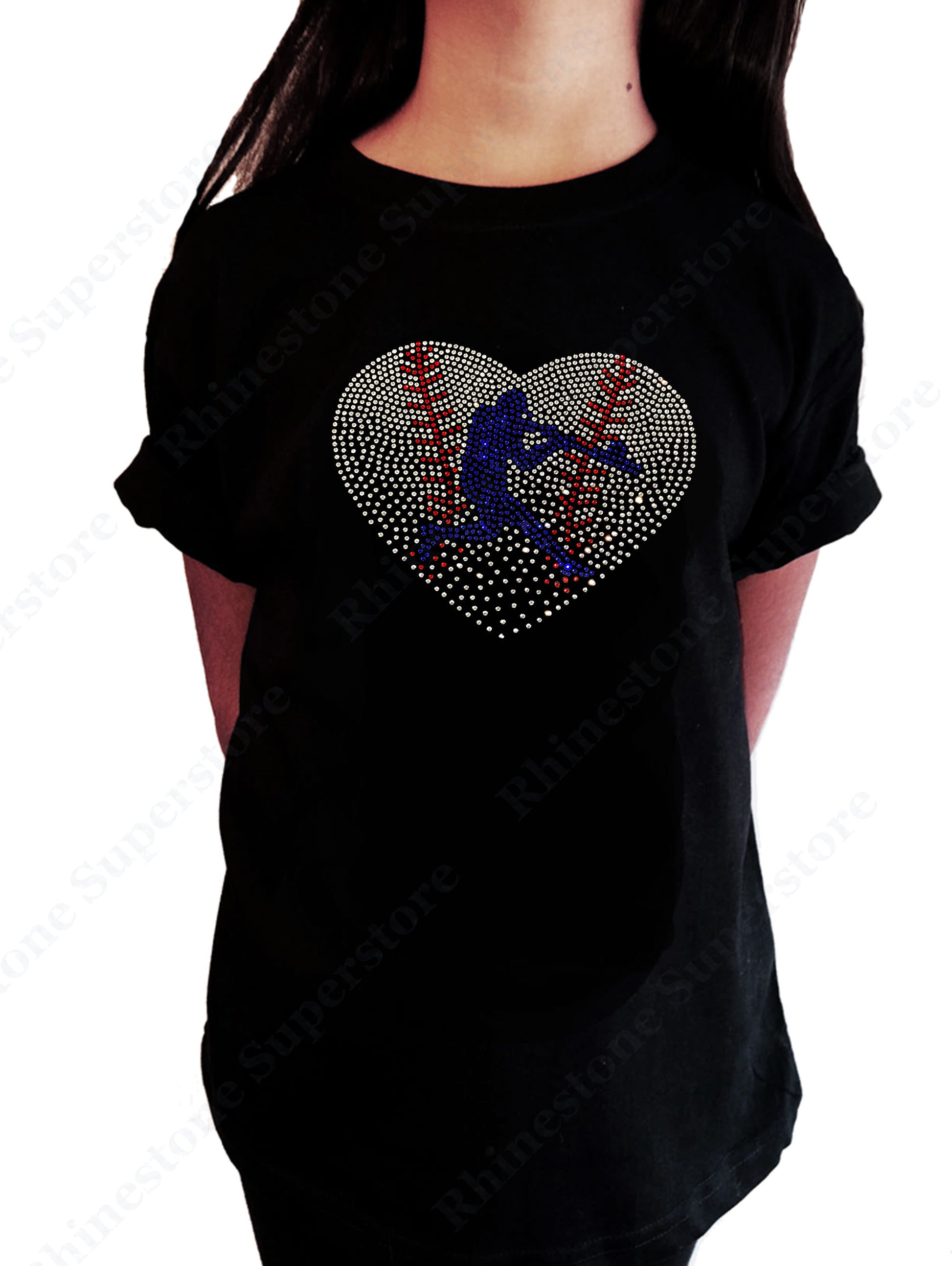 Baseball Heart with Batter in Rhinestones