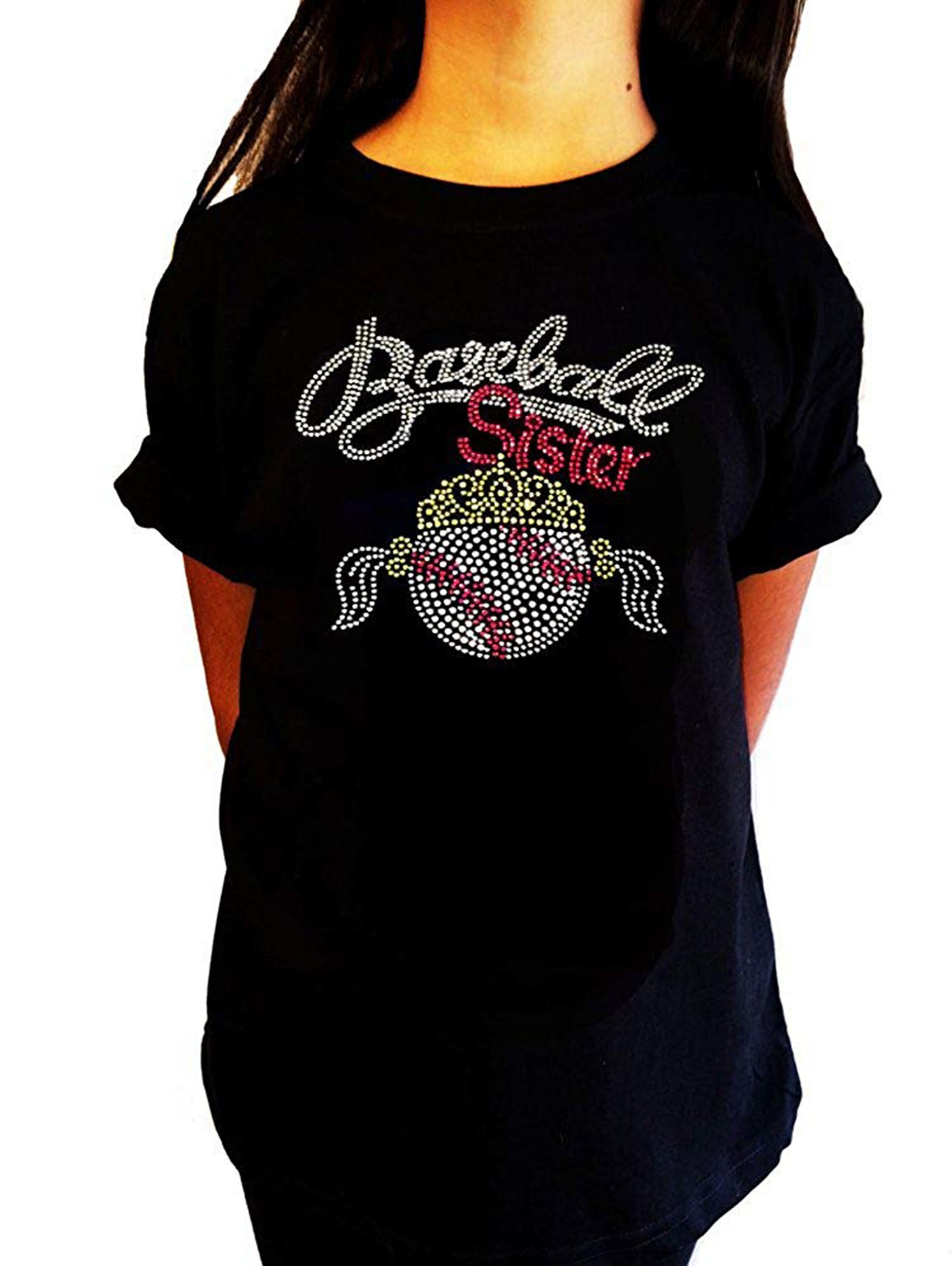 Baseball Sister with Tiara in Rhinestones