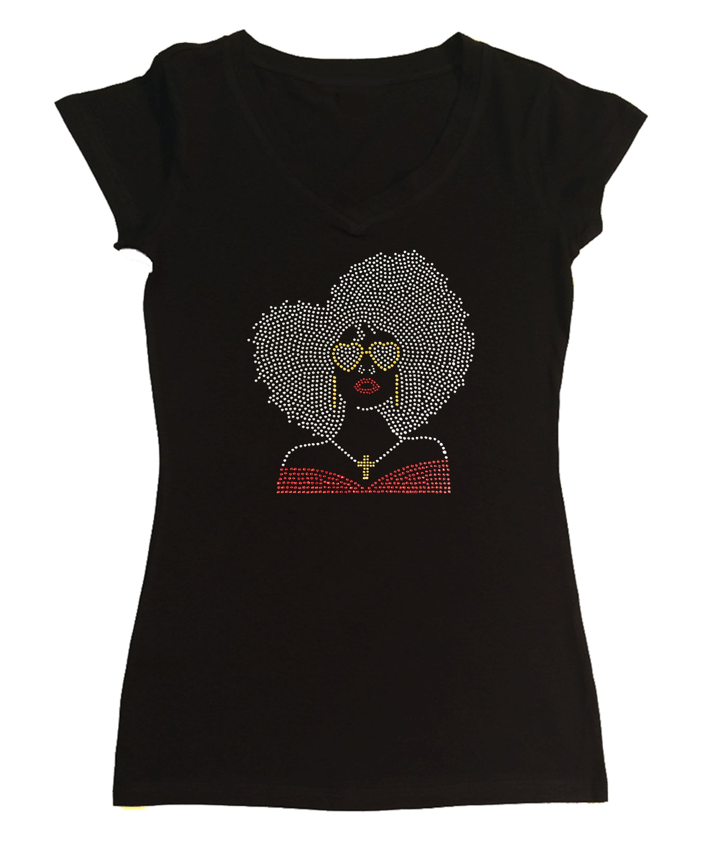 Big Hair Girl with Glasses - Rhinestones Superstore