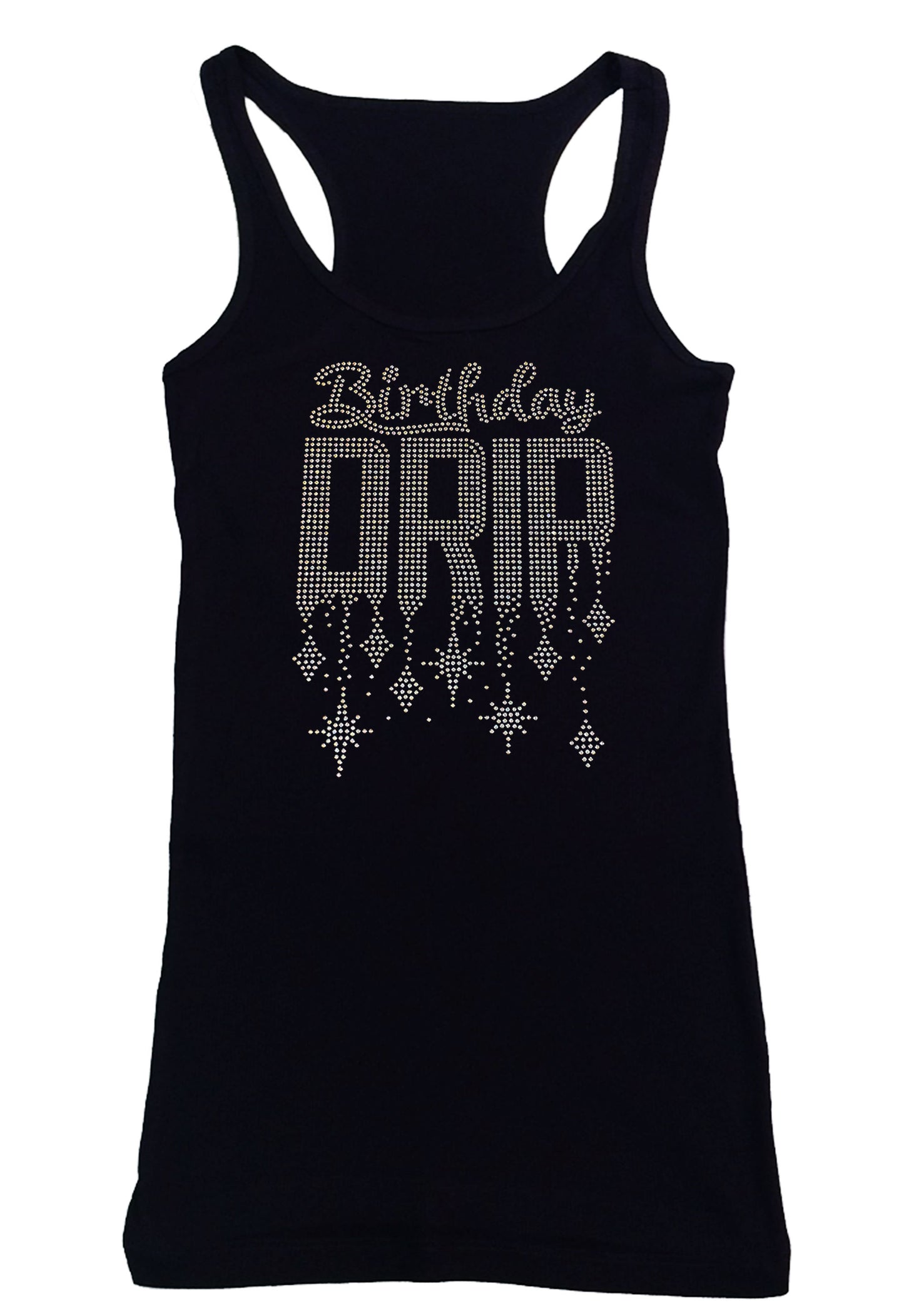 Women's Rhinestone Tight Snug Shirt Birthday Drip in AB