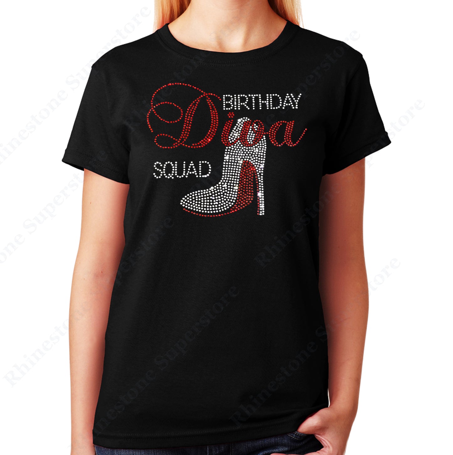Birthday Diva Squad with Heel in rhinestones unisex