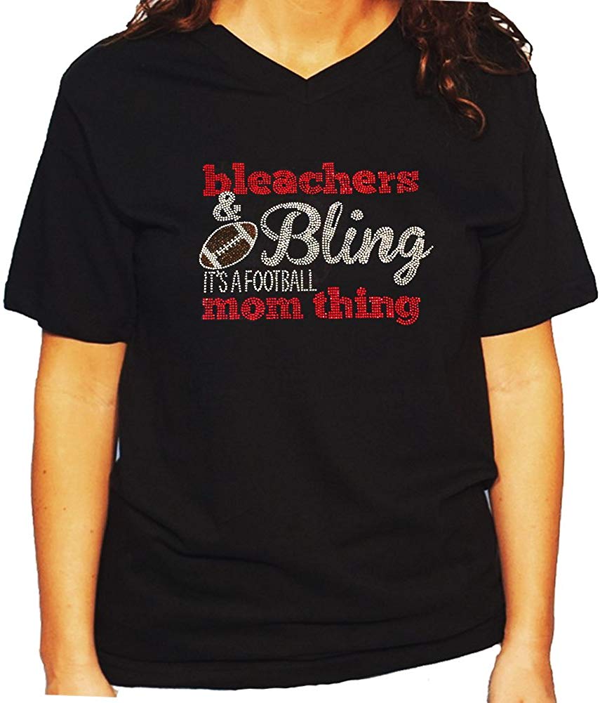 Women's / Unisex T-Shirt with Bleachers & Bling it's A Football Thing in Rhinestones