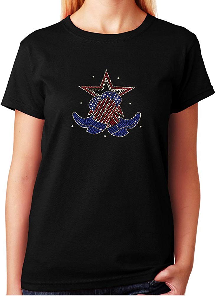 Boots and Star 4th of July in Rhinestones
