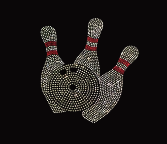 Rhinestone Transfer " Bowling Pins " Hotfix , Iron On, Bling, Trendy, DIY