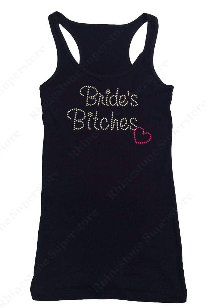 Womens T-shirt with Bride's Bitches in Rhinestones