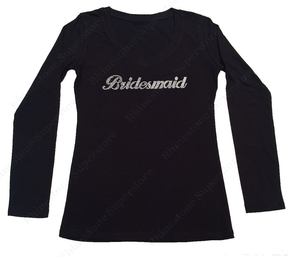 Womens T-shirt with Bridesmaid in Rhinestones