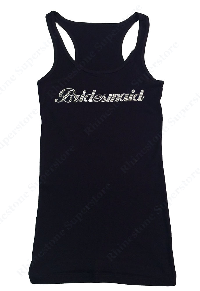 Womens T-shirt with Bridesmaid in Rhinestones