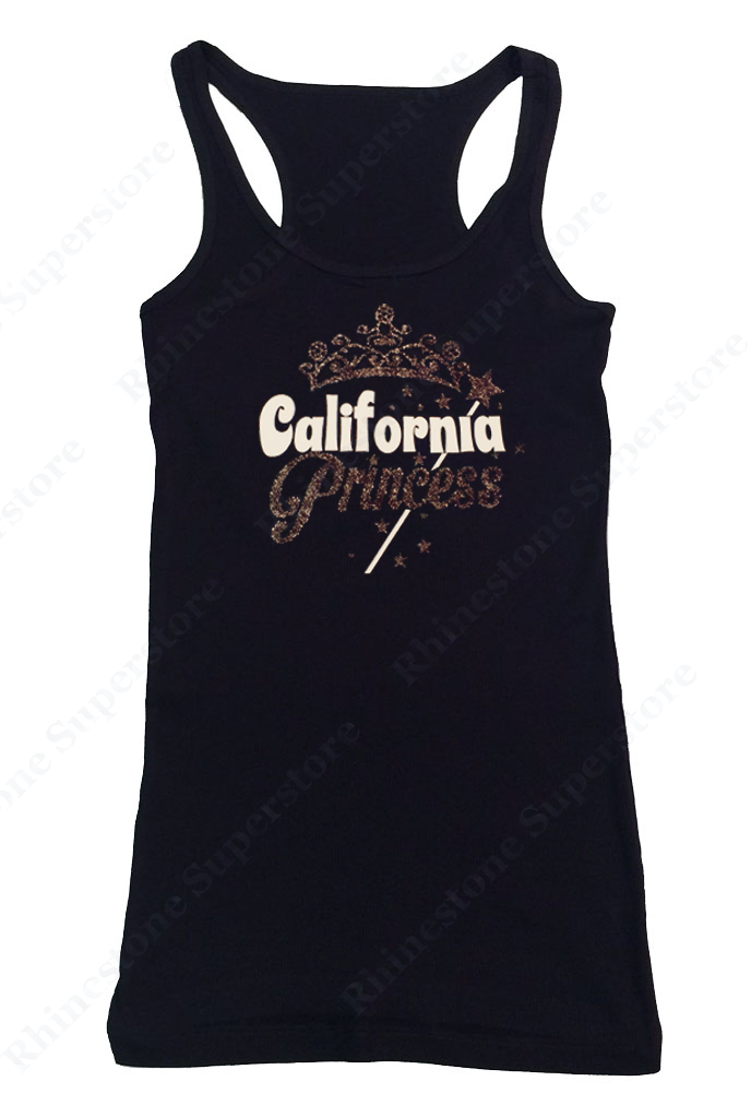 Womens T-shirt with California Princess in Glitter print