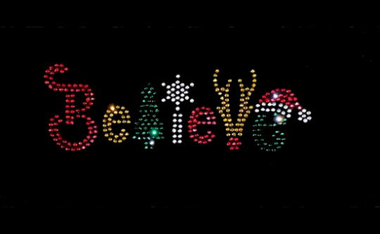 Rhinestone Transfer " Christmas Believe " Reindeer, Santa Hat, DIY