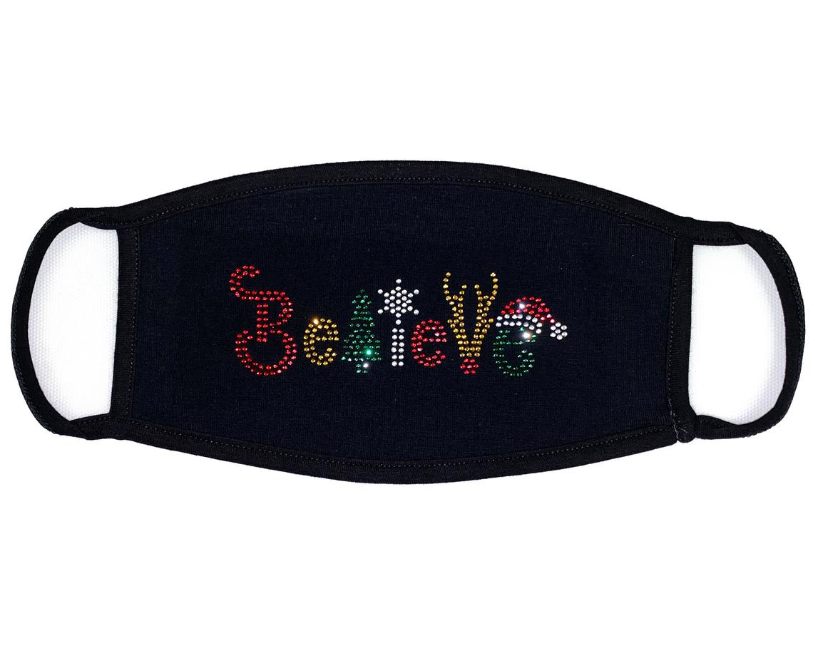 " Christmas Believe " Reindeer, Santa Hat,Snowflake, Christmas Tree