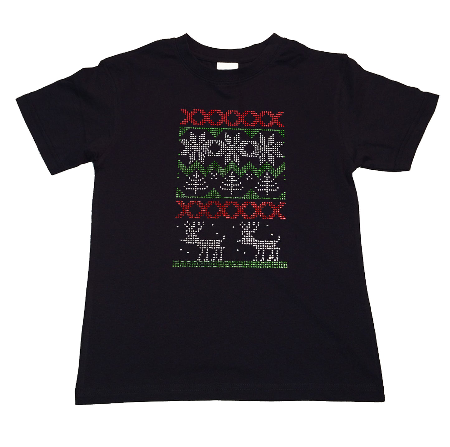 Girls Rhinestone T-Shirt " Christmas Ugly Shirt with Reindeer in Rhinestone " Kids Size 3 to 14 Available