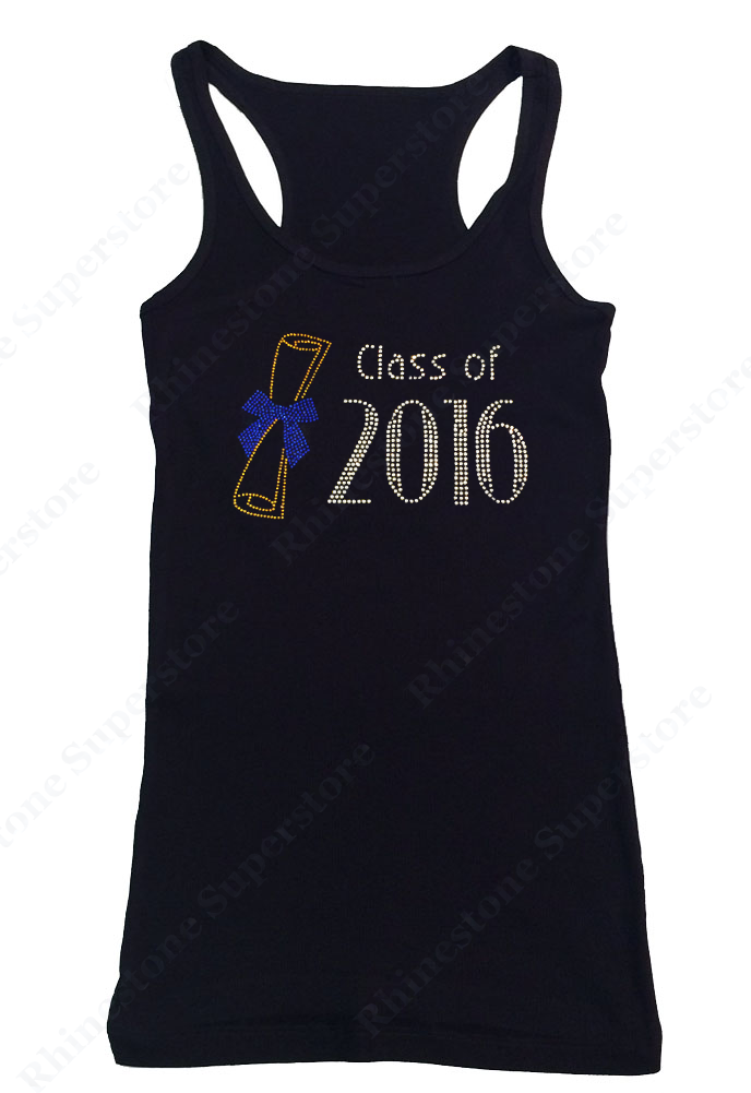 Womens T-shirt with Class of 2016 in Rhinestones