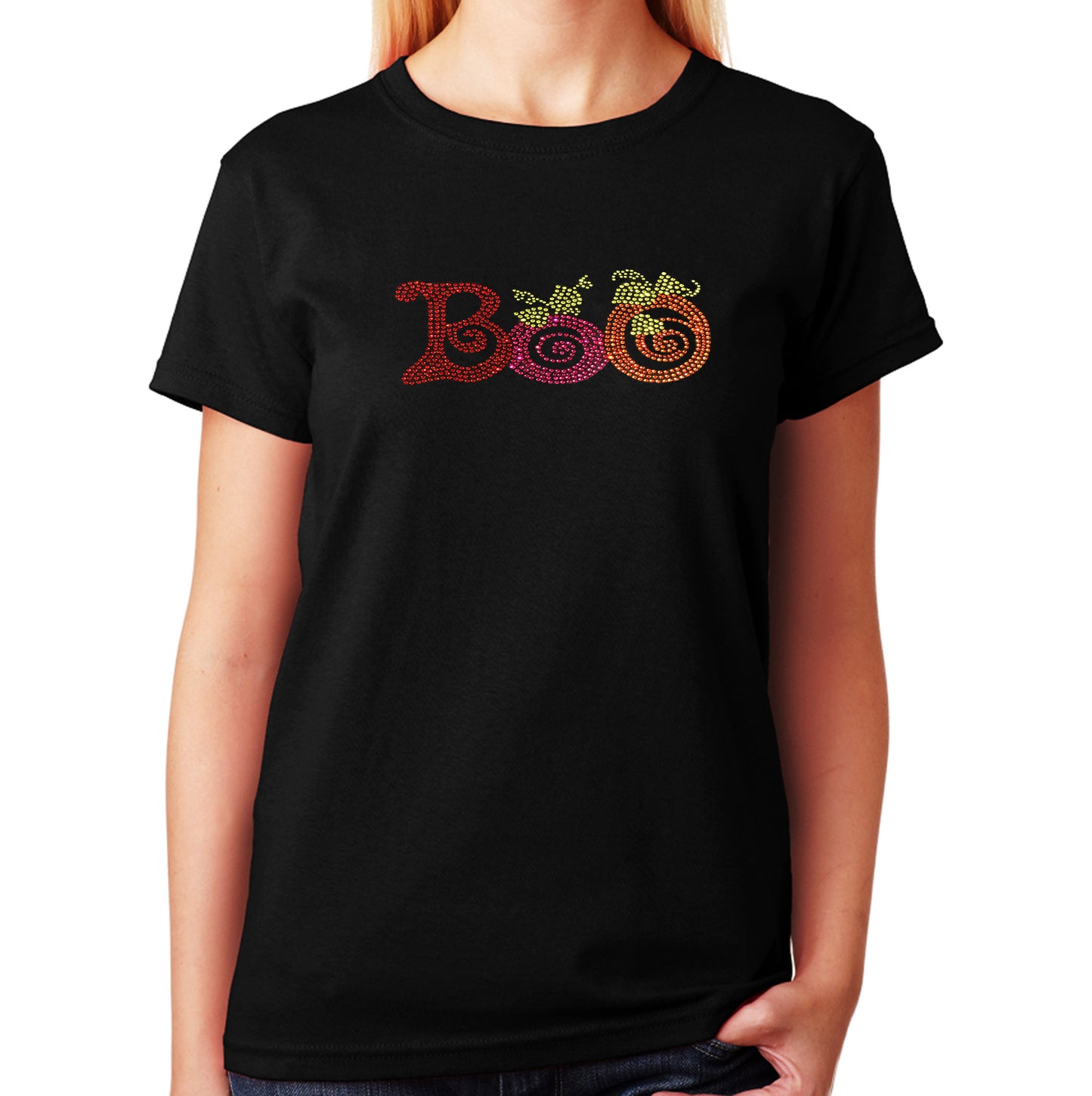 Colorful Halloween Boo in Rhinestones