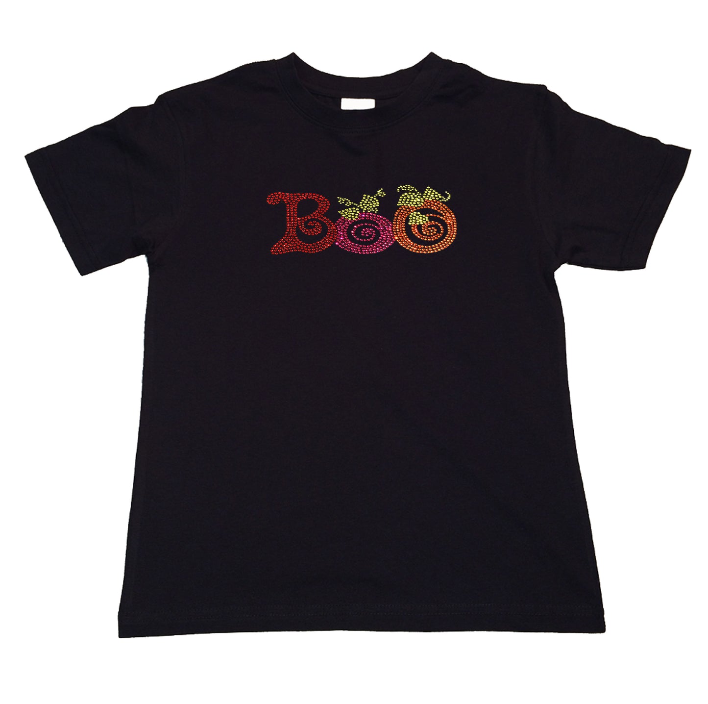 Girls Rhinestone T-Shirt " Colorful Halloween Boo in Rhinestones " Kids Size 3 to 14 Available