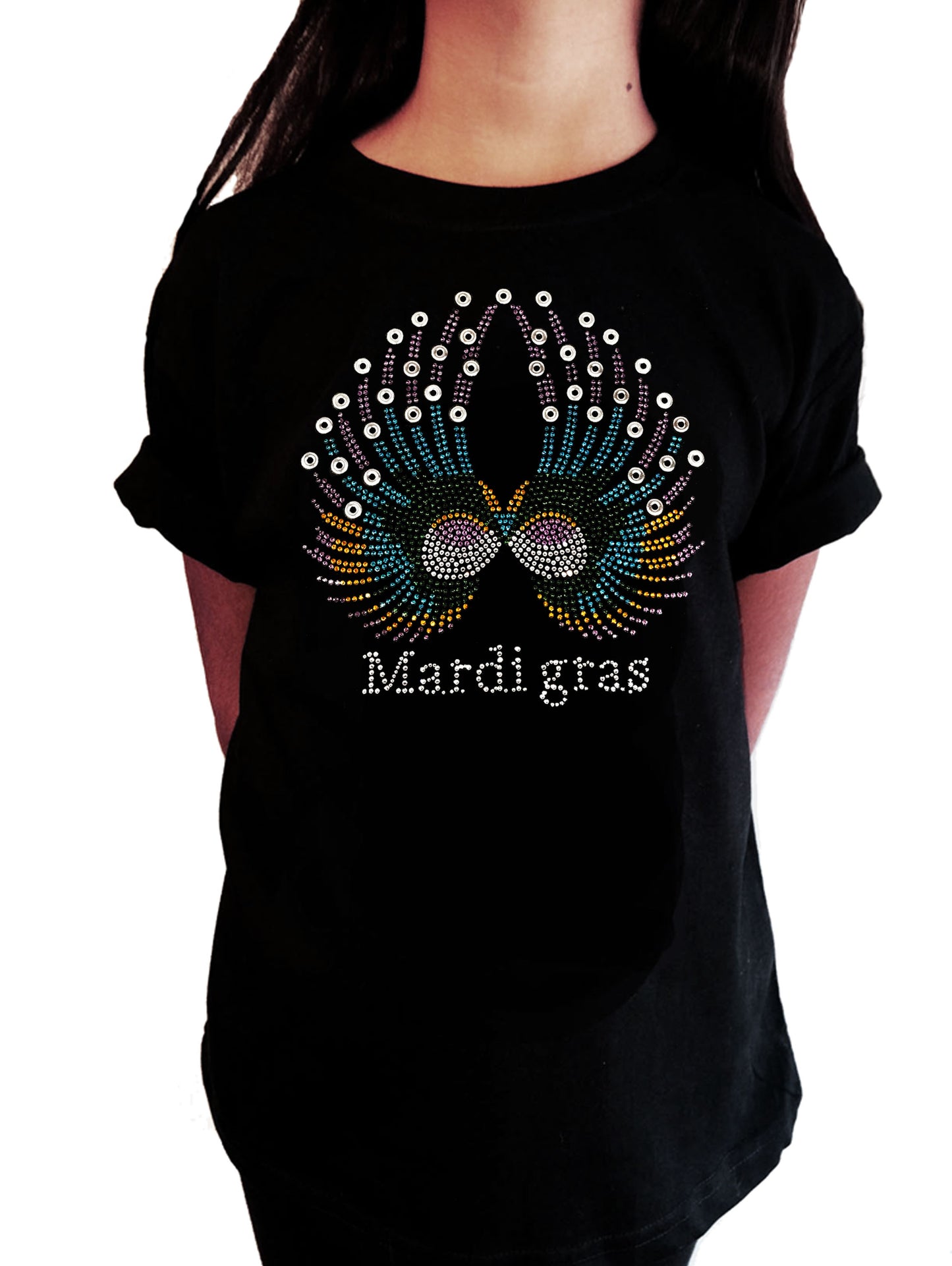 Colorful Mardi Gras Wings in Rhinestone