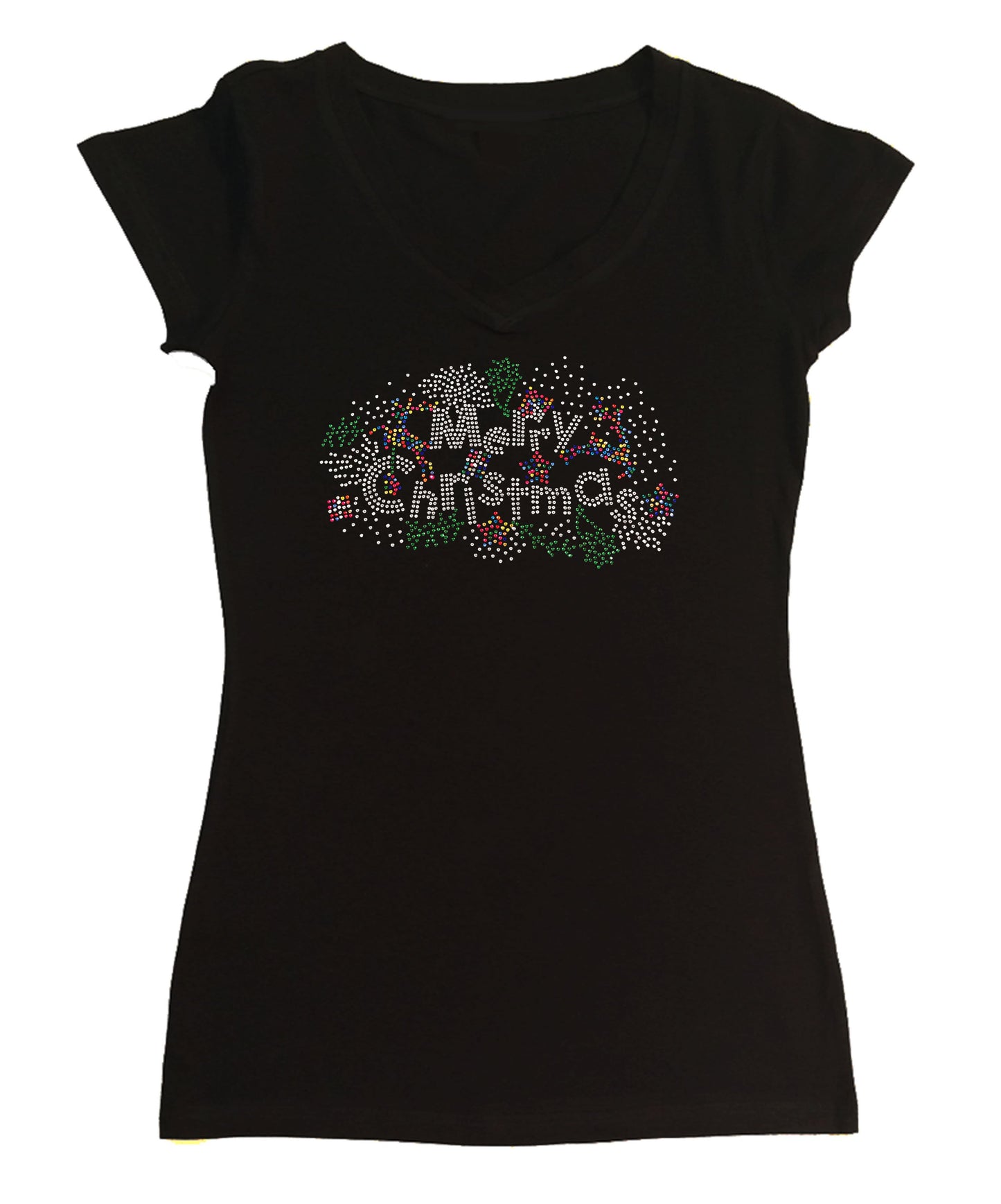 Colorful Merry Christmas in Rhinestones