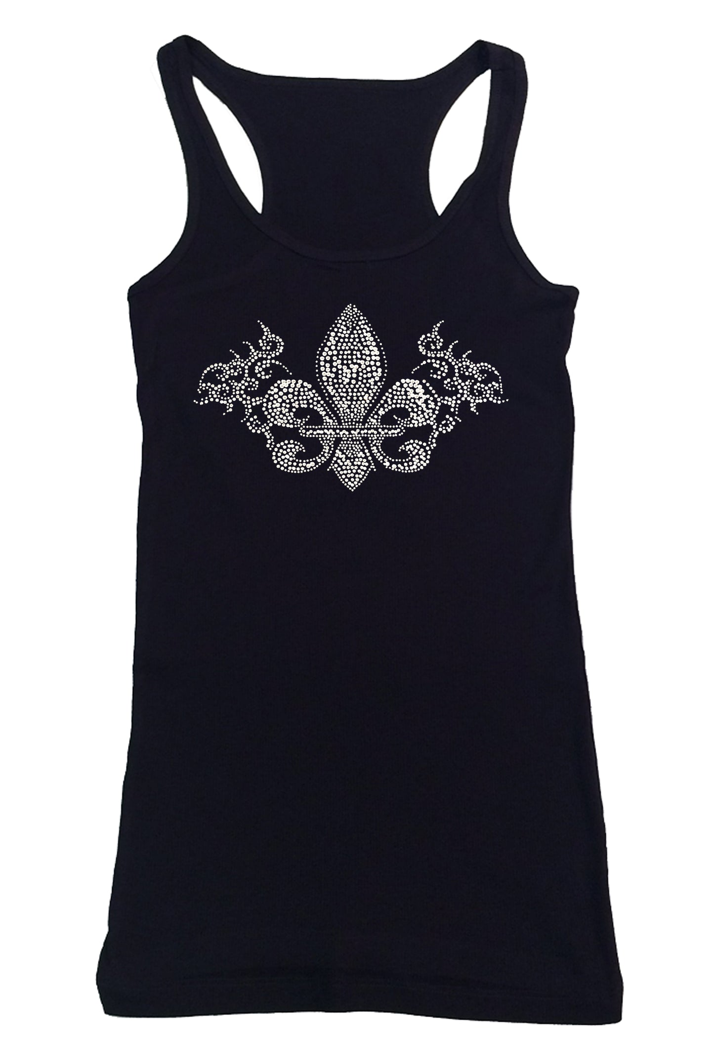 Womens T-shirt with Crystal Fluer de Lis in Rhinestones