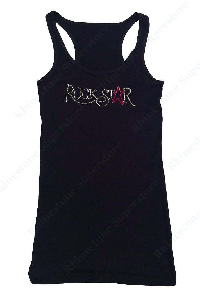 Womens T-shirt with Crystal Rockstar in Rhinestones