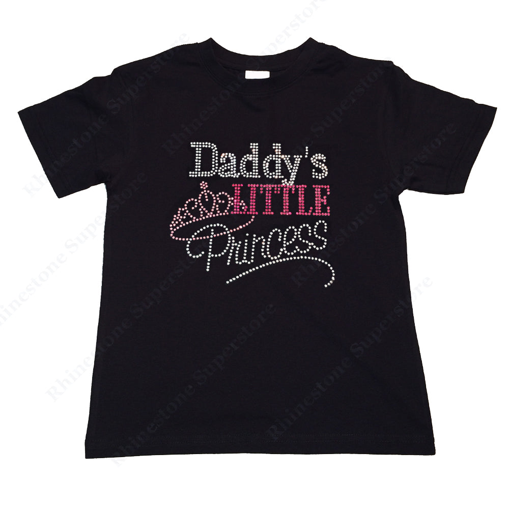 Girls Rhinestone T-Shirt " Daddy's Little Princess " Size 3 to 14 Available