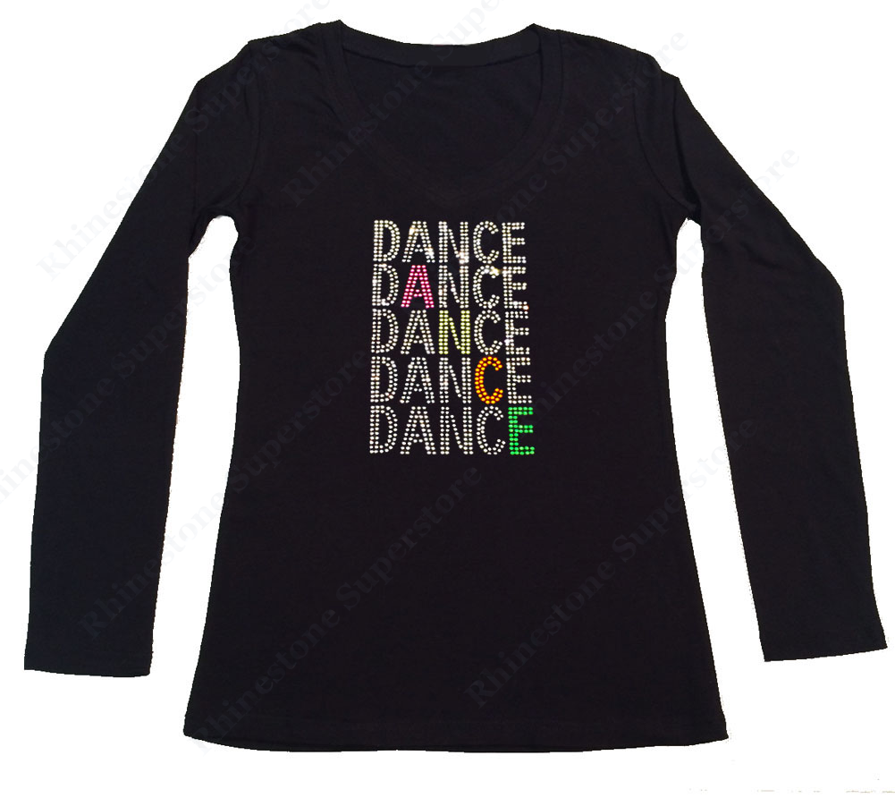 Womens T-shirt with Dance with Neon in Rhinestones