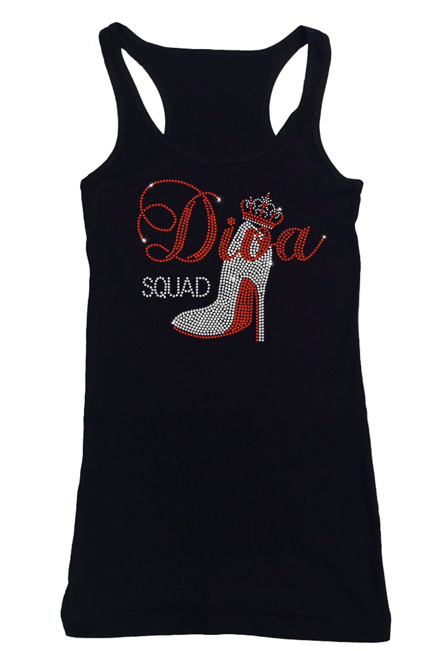 Womens T-shirt with Diva Squad w Crown in Rhinestones