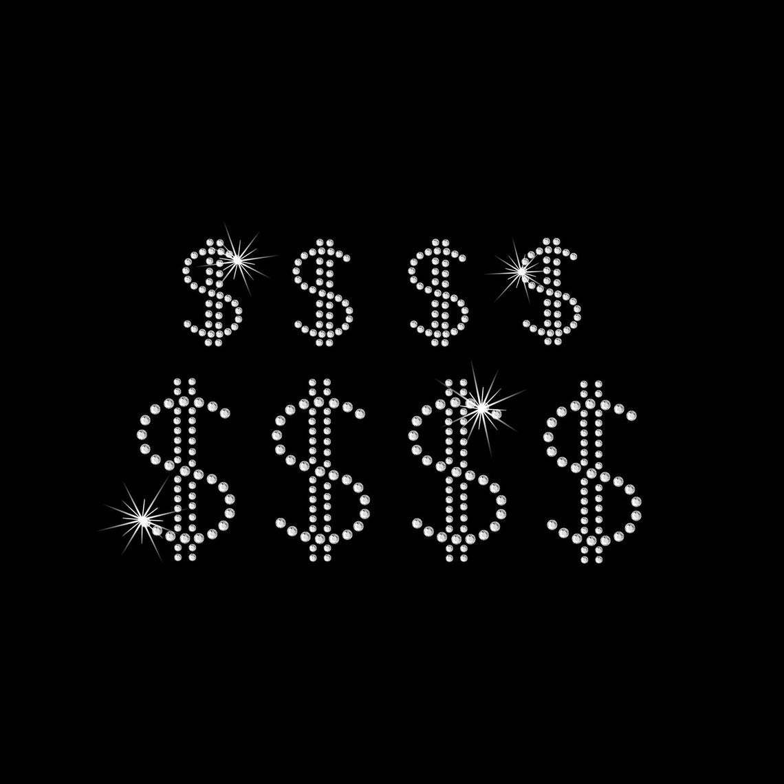 Dollar Signs rhinestones transfer