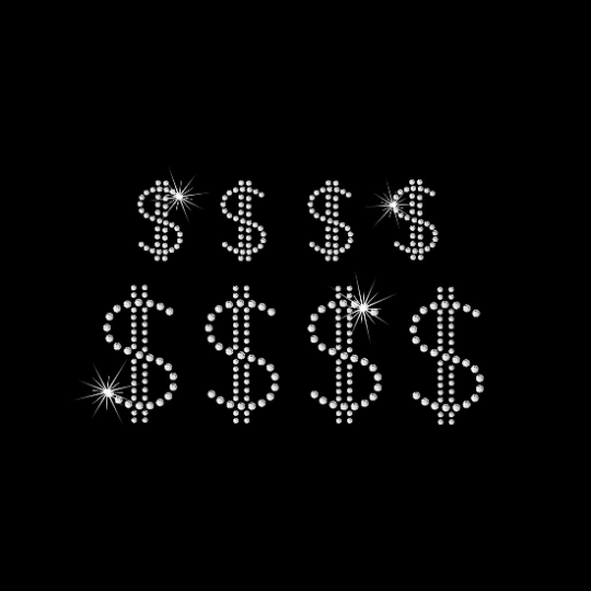 Rhinestone Transfer " Dollar Signs " DIY, Heat Transfer, Iron-on
