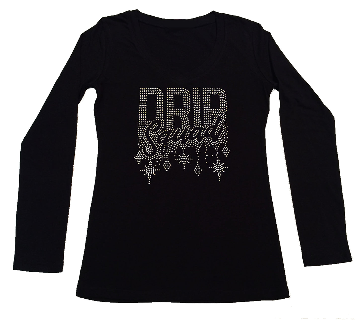 Women's Rhinestone Fitted Tight Snug Shirt Drip Squad in AB
