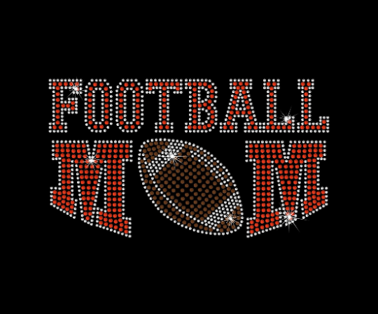 Rhinestone Transfer " FOOTBALL MOM " Iron-On, Hotfix, Bling Design, DIY