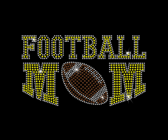 Rhinestone Transfer " FOOTBALL MOM " Iron-On, Hotfix, Bling Design, DIY