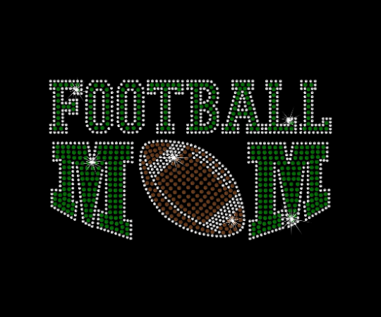 Rhinestone Transfer " FOOTBALL MOM " Iron-On, Hotfix, Bling Design, DIY
