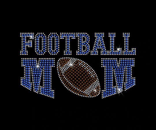 Rhinestone Transfer " FOOTBALL MOM " Iron-On, Hotfix, Bling Design, DIY