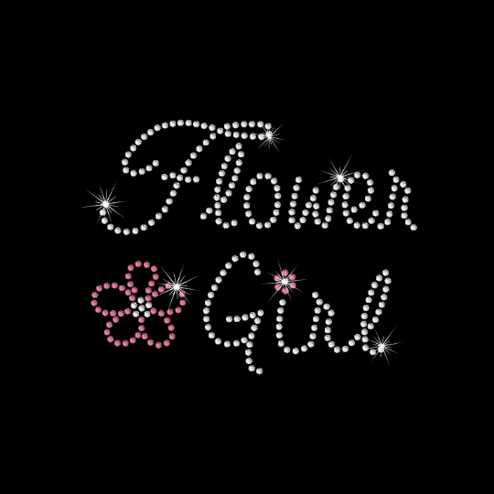 Rhinestone Transfer " Flower Girl " Wedding, Bridal Shower, Hotfix , Iron On, Bling, Trendy, DIY