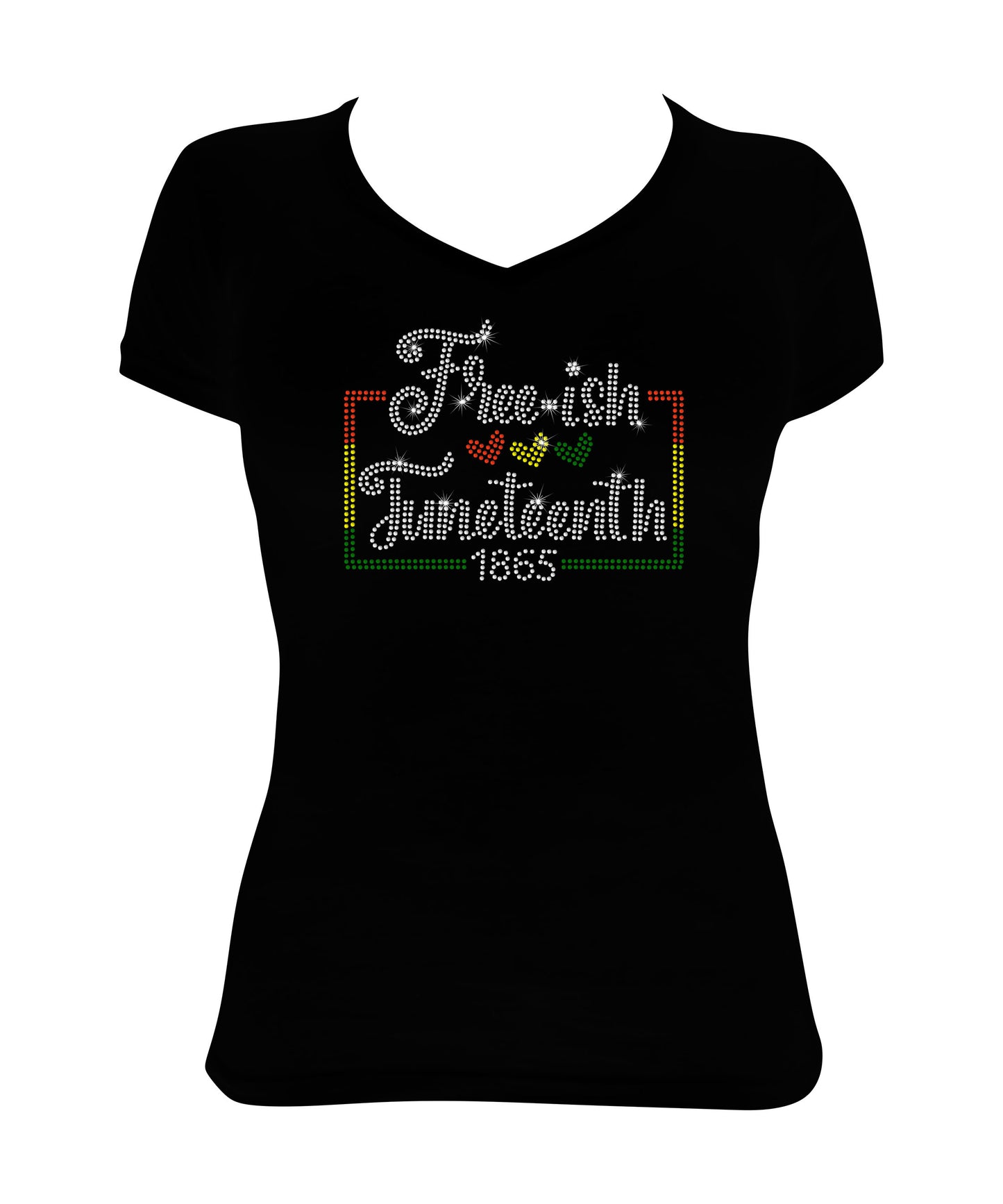 Free-ish Juneteenth - with Hearts, Rhinestone Juneteenth Shirt