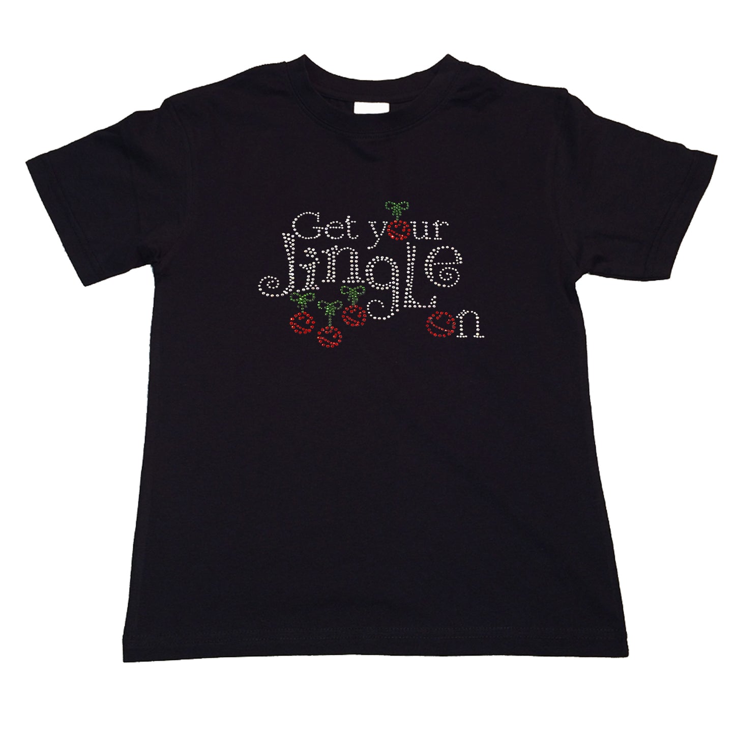 Girls Rhinestone T-Shirt " Get your Jingle On Christmas in Rhinestones " Kids Size 3 to 14 Available