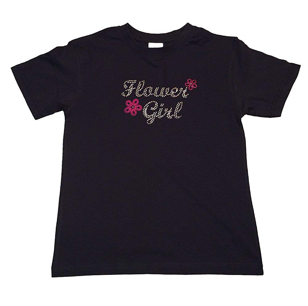 Girls Rhinestone T-Shirt " Flower Girl " for Wedding, Size 3 to 14 Available