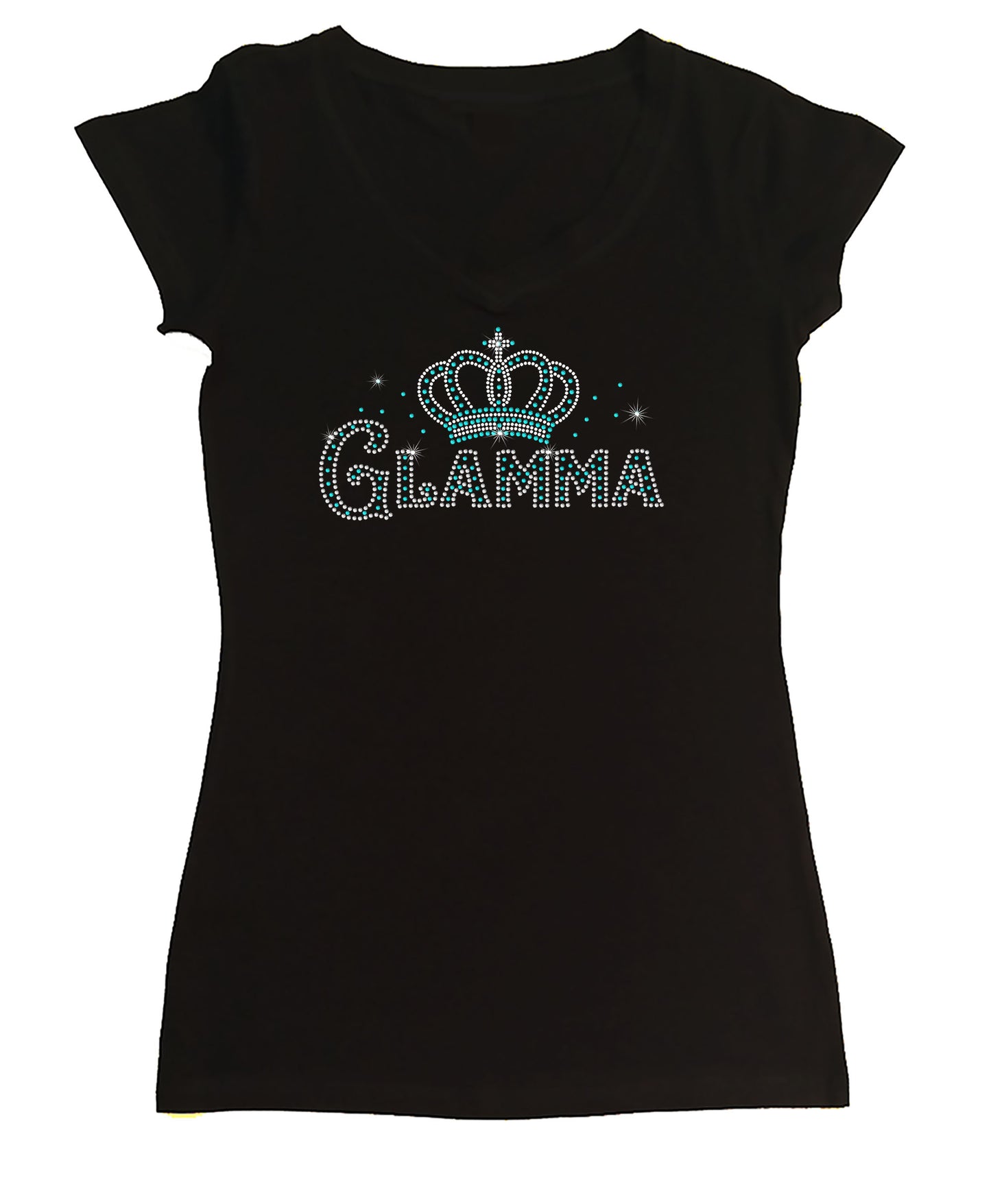 Womens T-shirt with Glamma with Crown in Rhinestones