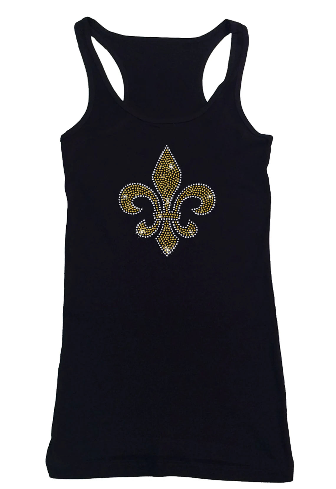 Women's Rhinestone Fitted Tight Snug Gold Fleur de Lis - Classic Design, Fleur de Lis Shirt