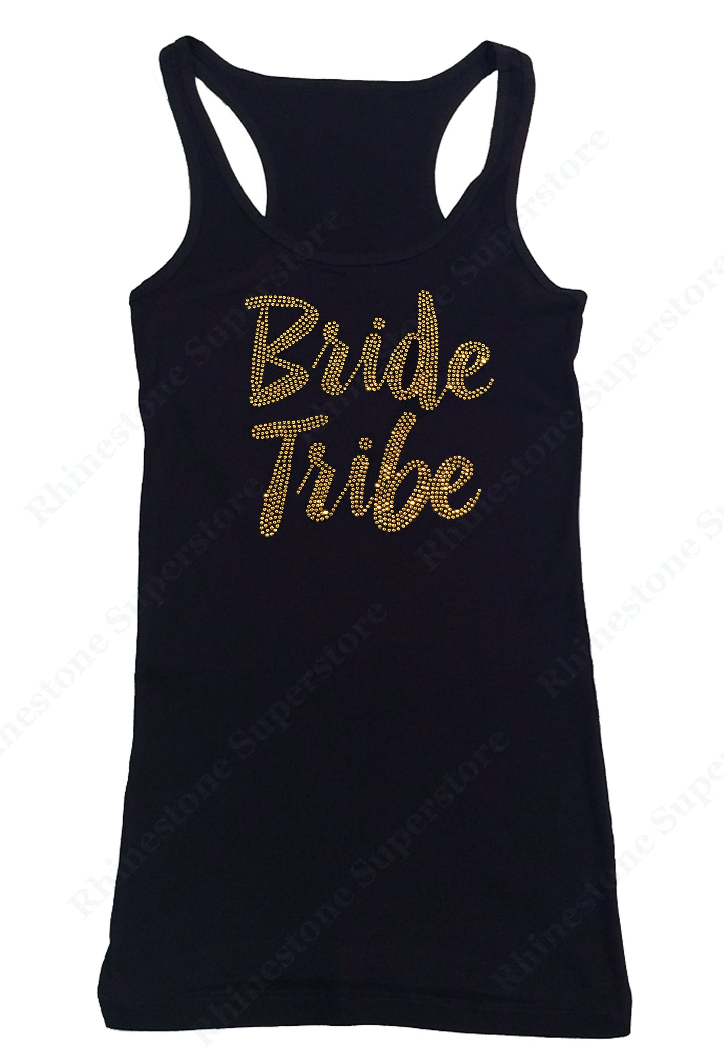 Womens T-shirt with Gold Bride Tribe in Rhinestones