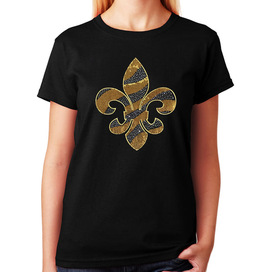 Gold Sequins and Rhinestones Fleur de Lis