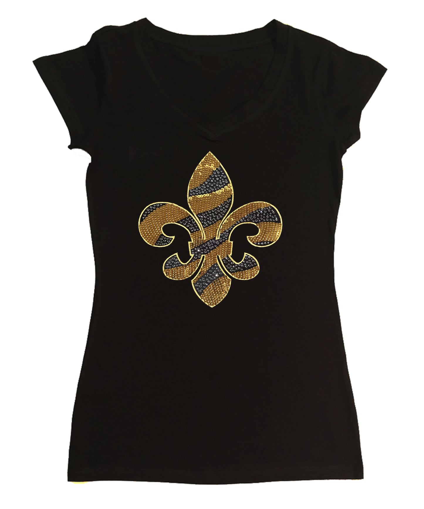 Gold Sequins and Rhinestones Fleur de Lis