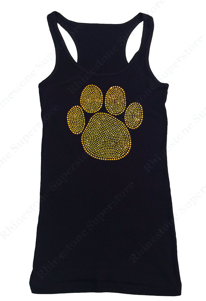 Womens T-shirt with Gold Team Paw in Rhinestones