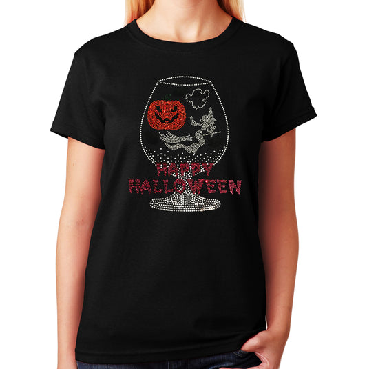 Happy Halloween Cup with Pumpkin , Witch in Rhinestones