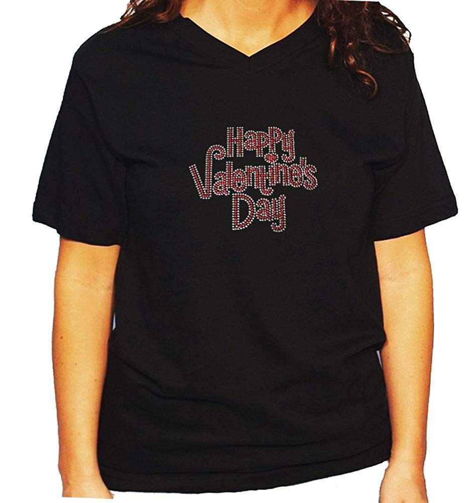Women's / Unisex T-Shirt with Happy Valentine's Day in Sequence