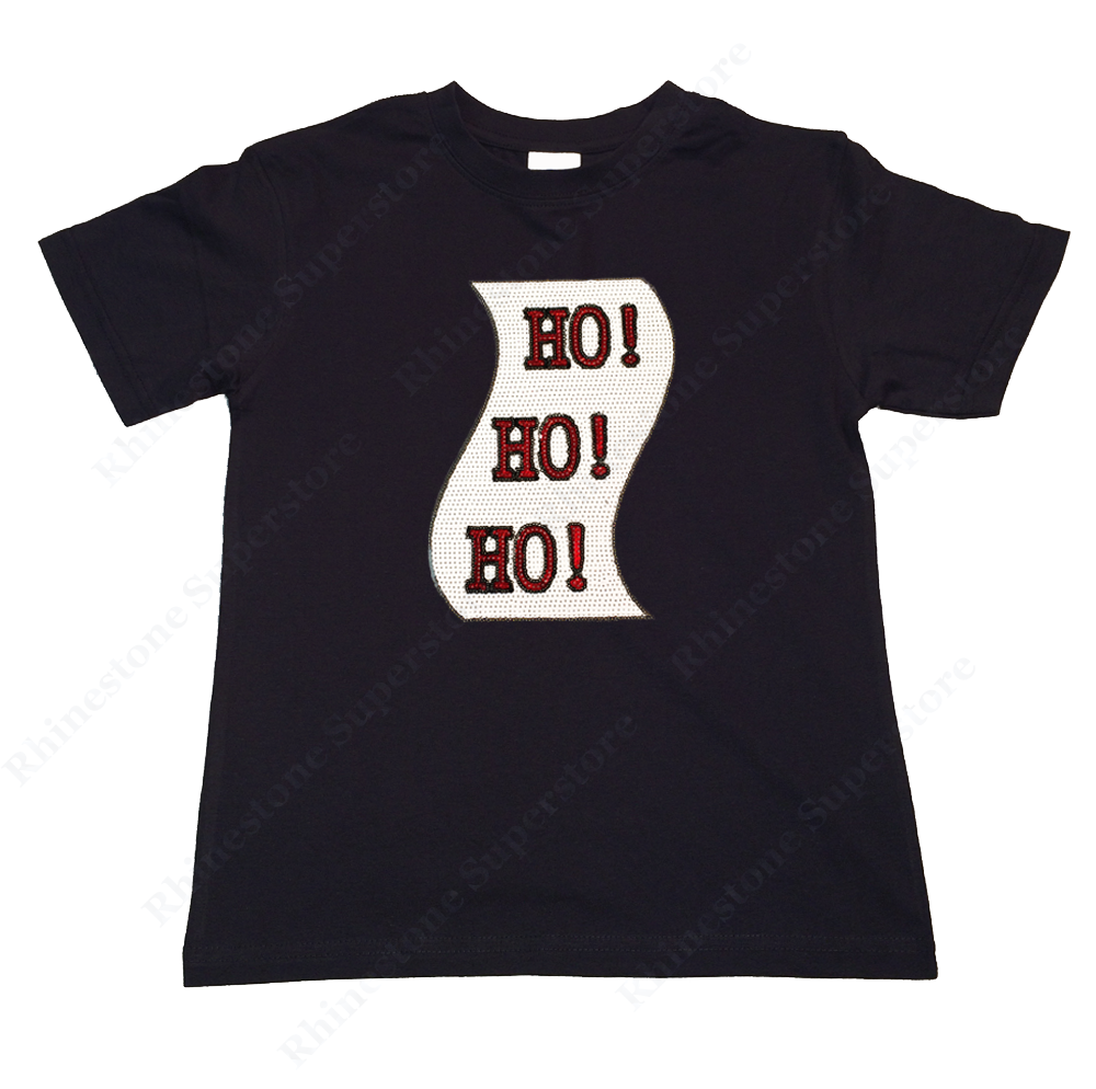 Girls Rhinestone T-Shirt " Sequence Ho Ho Ho Christmas List " Size 3 to 14 Available